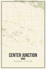 Retro US city map of Center Junction, Iowa. Vintage street map.