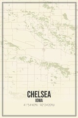 Fototapeta na wymiar Retro US city map of Chelsea, Iowa. Vintage street map.