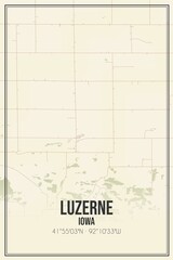 Retro US city map of Luzerne, Iowa. Vintage street map.
