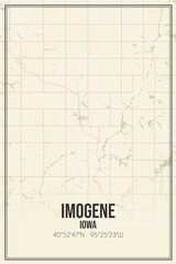 Retro US city map of Imogene, Iowa. Vintage street map.