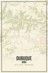 Retro US city map of Dubuque, Iowa. Vintage street map.