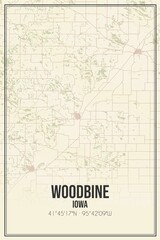 Obraz premium Retro US city map of Woodbine, Iowa. Vintage street map.