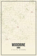 Retro US city map of Woodbine, Iowa. Vintage street map.