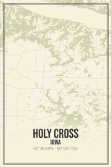 Retro US city map of Holy Cross, Iowa. Vintage street map.