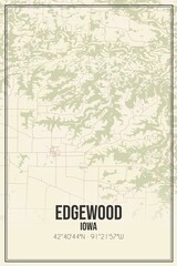 Retro US city map of Edgewood, Iowa. Vintage street map.
