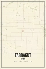 Retro US city map of Farragut, Iowa. Vintage street map.