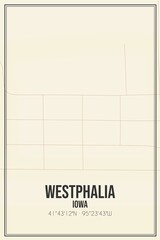 Retro US city map of Westphalia, Iowa. Vintage street map.