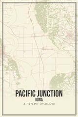 Obraz premium Retro US city map of Pacific Junction, Iowa. Vintage street map.