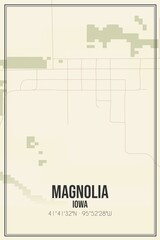 Retro US city map of Magnolia, Iowa. Vintage street map.