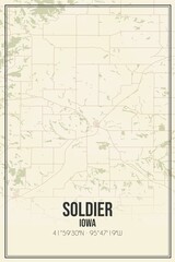 Retro US city map of Soldier, Iowa. Vintage street map.