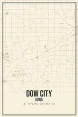 Retro US city map of Dow City, Iowa. Vintage street map.