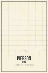 Retro US city map of Pierson, Iowa. Vintage street map.