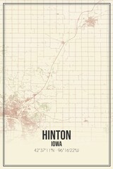 Obraz premium Retro US city map of Hinton, Iowa. Vintage street map.