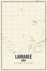Retro US city map of Larrabee, Iowa. Vintage street map.