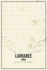 Retro US city map of Larrabee, Iowa. Vintage street map.
