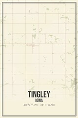 Retro US city map of Tingley, Iowa. Vintage street map.