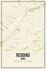 Retro US city map of Redding, Iowa. Vintage street map.
