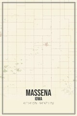 Retro US city map of Massena, Iowa. Vintage street map.