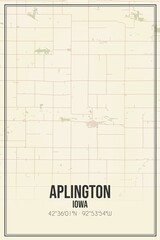 Retro US city map of Aplington, Iowa. Vintage street map.