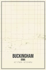 Retro US city map of Buckingham, Iowa. Vintage street map.