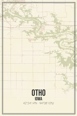 Retro US city map of Otho, Iowa. Vintage street map.
