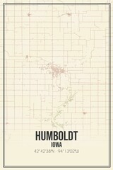 Retro US city map of Humboldt, Iowa. Vintage street map.