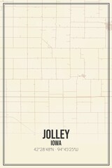 Retro US city map of Jolley, Iowa. Vintage street map.