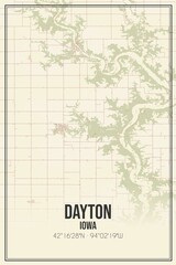 Retro US city map of Dayton, Iowa. Vintage street map.