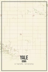 Retro US city map of Yale, Iowa. Vintage street map.