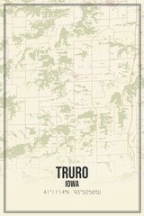 Retro US city map of Truro, Iowa. Vintage street map.