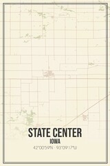 Retro US city map of State Center, Iowa. Vintage street map.