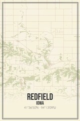 Retro US city map of Redfield, Iowa. Vintage street map.