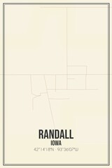 Retro US city map of Randall, Iowa. Vintage street map.
