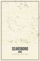 Retro US city map of Searsboro, Iowa. Vintage street map.