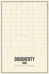 Retro US city map of Dougherty, Iowa. Vintage street map.