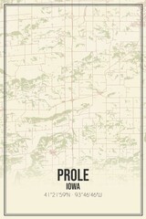 Retro US city map of Prole, Iowa. Vintage street map.