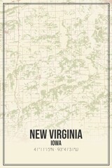 Retro US city map of New Virginia, Iowa. Vintage street map.