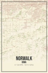 Fototapeta premium Retro US city map of Norwalk, Iowa. Vintage street map.
