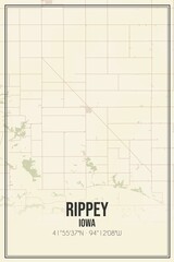 Retro US city map of Rippey, Iowa. Vintage street map.