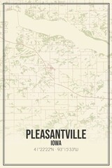 Retro US city map of Pleasantville, Iowa. Vintage street map.