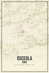 Retro US city map of Osceola, Iowa. Vintage street map.