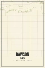 Retro US city map of Dawson, Iowa. Vintage street map.