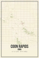 Retro US city map of Coon Rapids, Iowa. Vintage street map.