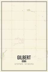 Retro US city map of Gilbert, Iowa. Vintage street map.