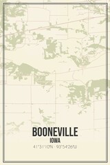 Retro US city map of Booneville, Iowa. Vintage street map.