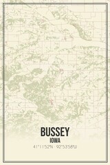 Retro US city map of Bussey, Iowa. Vintage street map.