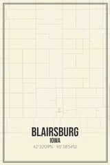 Retro US city map of Blairsburg, Iowa. Vintage street map.