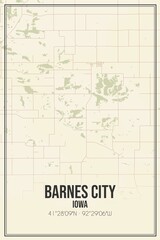 Retro US city map of Barnes City, Iowa. Vintage street map.