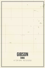 Retro US city map of Gibson, Iowa. Vintage street map.