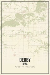 Retro US city map of Derby, Iowa. Vintage street map.